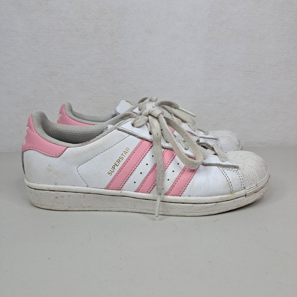 adidas | Shoes | Adidas Superstar Girls Womens 55 S819 White Pink Gold  Running Shoes | Poshmark